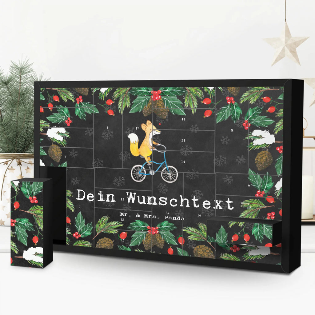 Personalisierter Befüllbarer Adventskalender Fuchs Fahrrad fahren Adventskalender Zum Selbst Befüllen, Befüllbarer Adventskalender, Geschenk, Schenken, Sport, Sportart, Hobby, Danke, Dankeschön, Auszeichnung, Gewinn, Sportler, Mountainbiking, Radeln, Fahrrad fahren, Radsport, Trekking