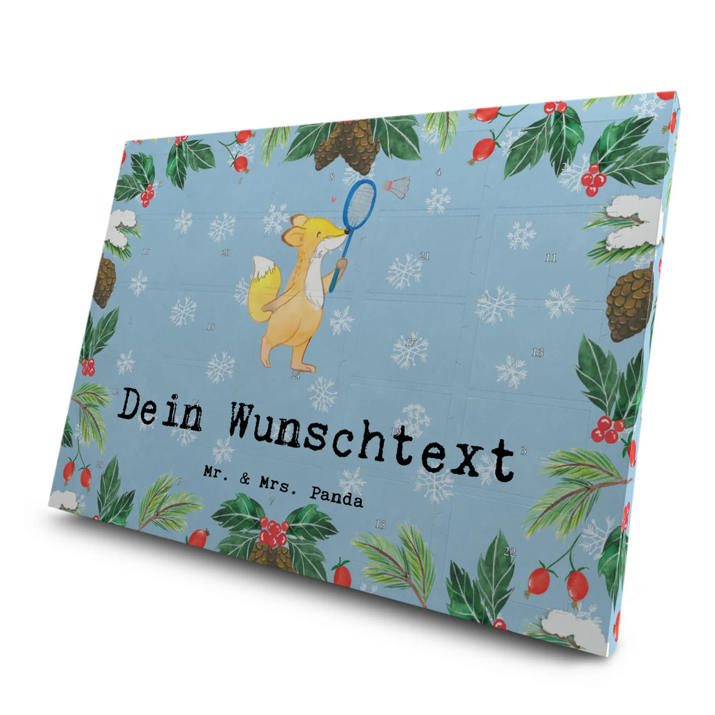  Fox play badminton Personalisierter Tee Adventskalender, Geschenk, Schenken, Sport, Sportart, Hobby, Danke, Dankeschön, Auszeichnung, Gewinn, Sportler, Badminton, Federball spielen