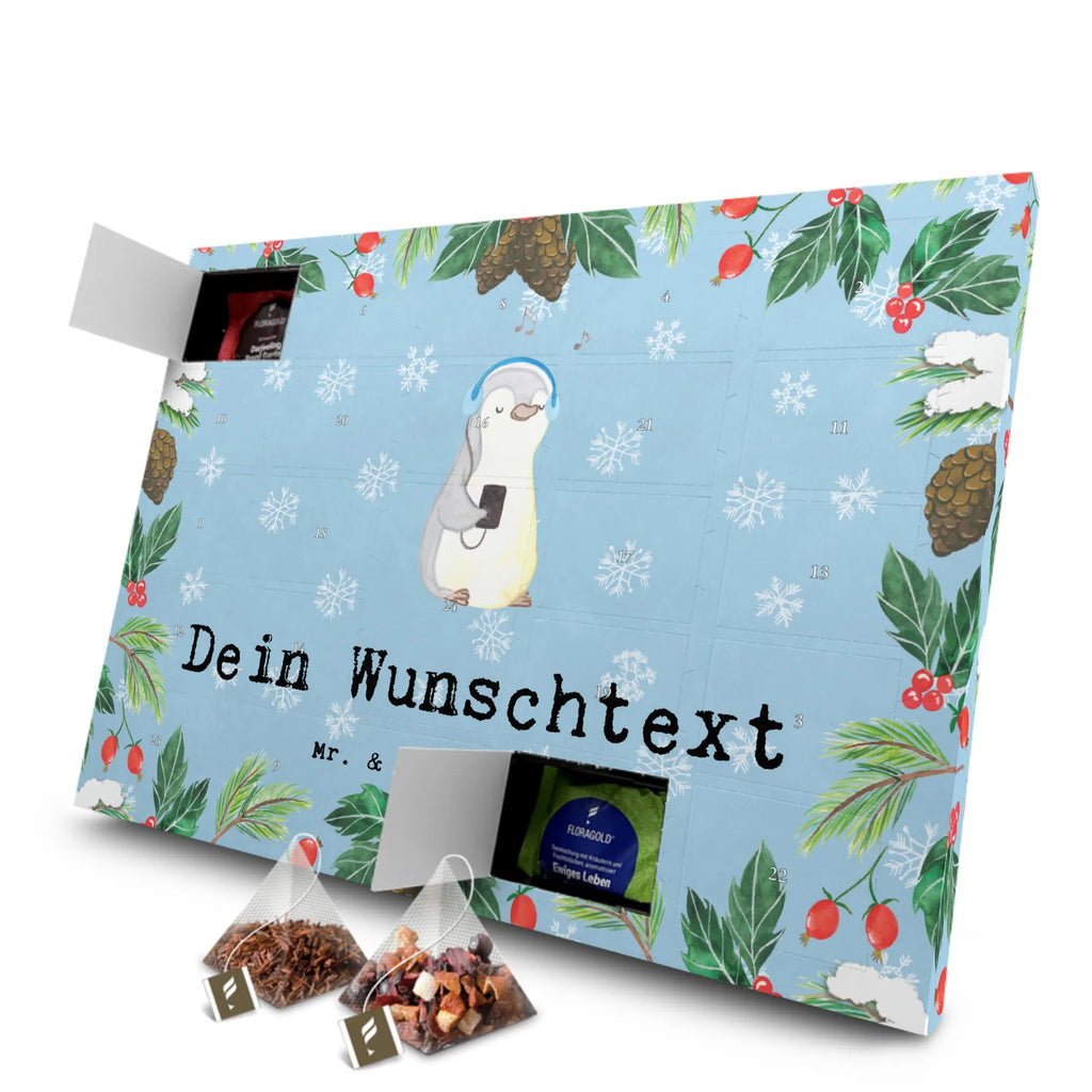  pingwin słuchać muzyki Personalisierter Tee Adventskalender, Geschenk, Schenken, Sport, Sportart, Hobby, Danke, Dankeschön, Auszeichnung, Gewinn, Sportler, Musik hören, Lieblingssong