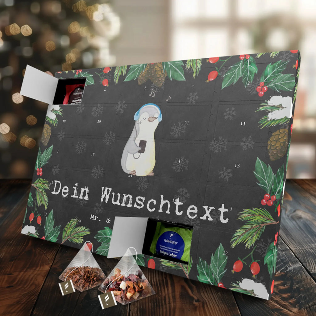  pingwin słuchać muzyki Personalisierter Tee Adventskalender, Geschenk, Schenken, Sport, Sportart, Hobby, Danke, Dankeschön, Auszeichnung, Gewinn, Sportler, Musik hören, Lieblingssong