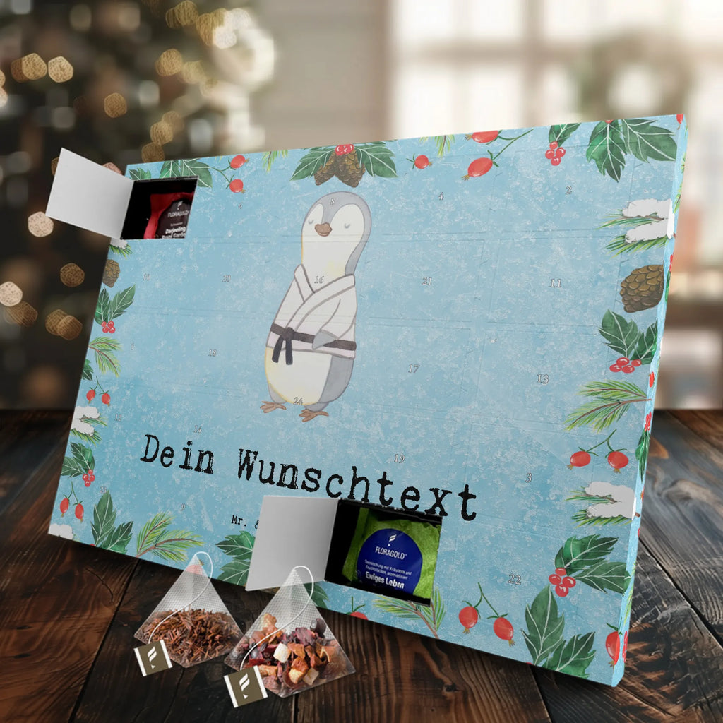  penguin karate Personalisierter Tee Adventskalender, Geschenk, Schenken, Sport, Sportart, Hobby, Danke, Dankeschön, Auszeichnung, Gewinn, Sportler, Selbstverteidigung, Karate Verein, Kampfsportart, Kampfkunst, Karate