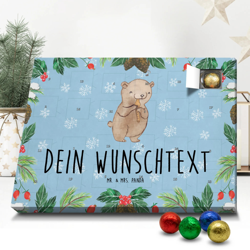Personalisierter Schoko Adventskalender Bär Blockflöte Personalisierter Adventskalender, Adventskalender mit Namen, Geschenke Musiker, Musikliebhaber, Instrumente, Blasinstrument, Ensemble, Blockflöte, Früherziehung, Bär, Flöte