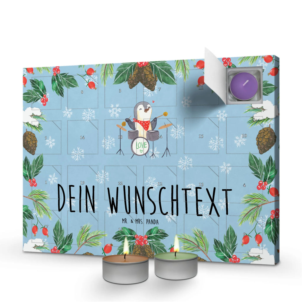 Personalisierter Duftkerzen Adventskalender Pinguin Schlagzeug Personalisierter Duftkerzen Adventskalender, Instrumente, Geschenke Musiker, Musikliebhaber