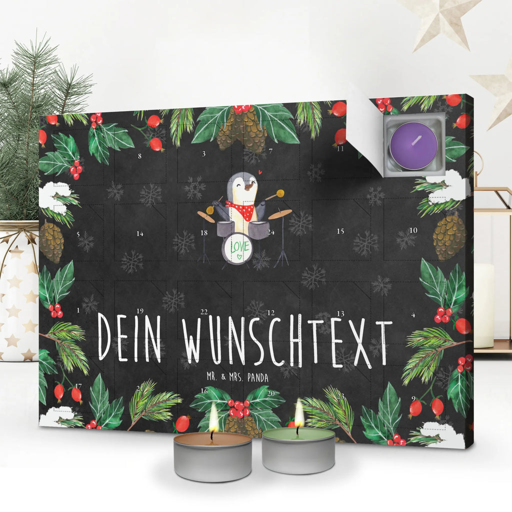 Personalisierter Duftkerzen Adventskalender Pinguin Schlagzeug Personalisierter Duftkerzen Adventskalender, Instrumente, Geschenke Musiker, Musikliebhaber