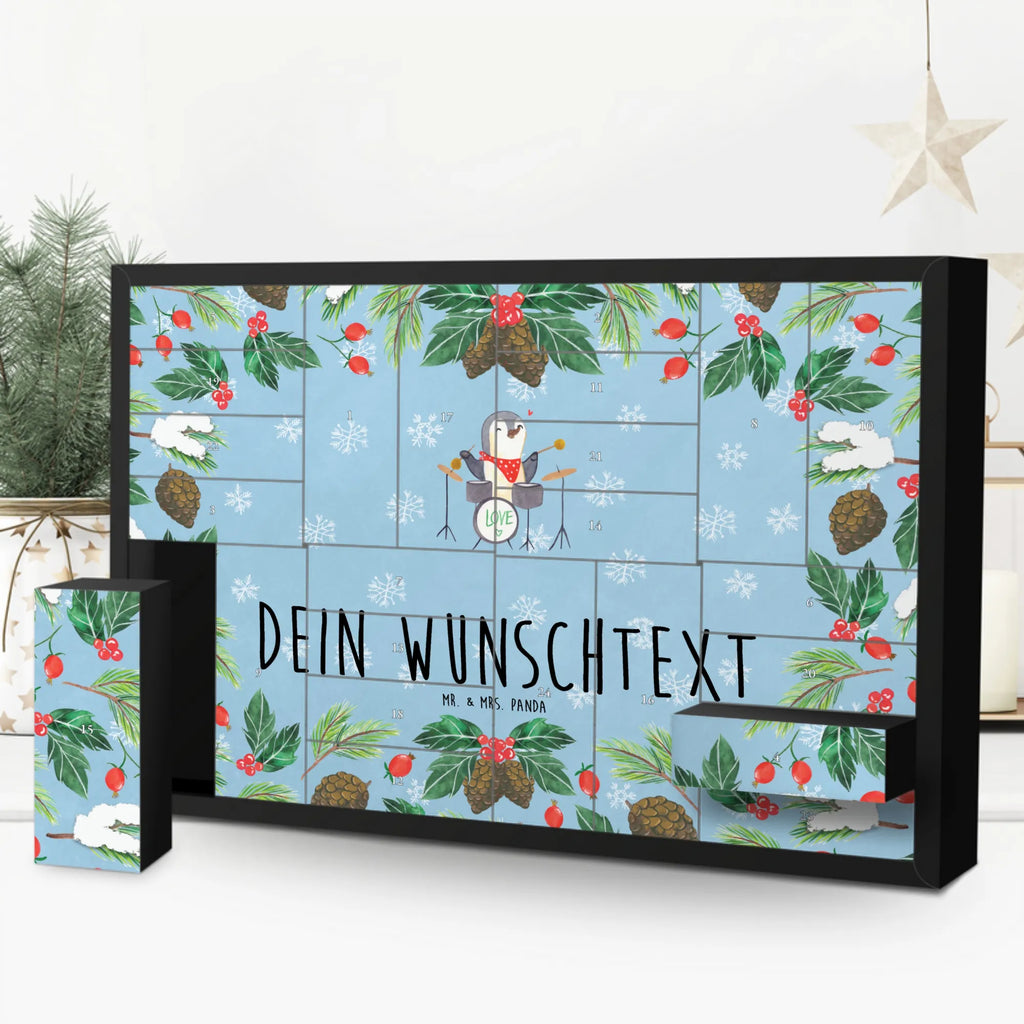 Personalisierter Befüllbarer Adventskalender Pinguin Schlagzeug Adventskalender Zum Selbst Befüllen, Befüllbarer Adventskalender, Instrumente, Geschenke Musiker, Musikliebhaber