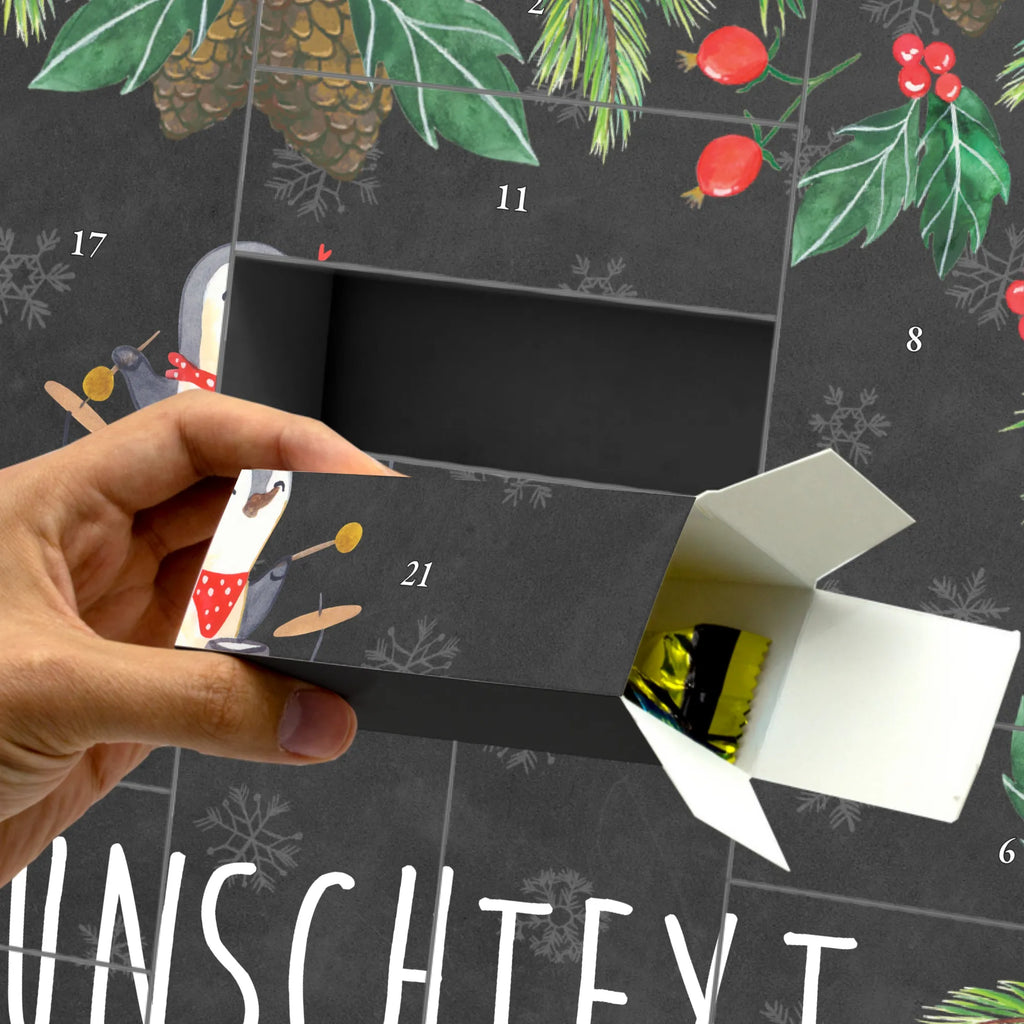 Personalisierter Befüllbarer Adventskalender Pinguin Schlagzeug Adventskalender Zum Selbst Befüllen, Befüllbarer Adventskalender, Instrumente, Geschenke Musiker, Musikliebhaber