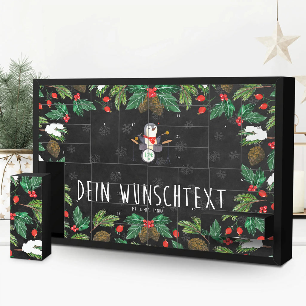 Personalisierter Befüllbarer Adventskalender Pinguin Schlagzeug Adventskalender Zum Selbst Befüllen, Befüllbarer Adventskalender, Instrumente, Geschenke Musiker, Musikliebhaber