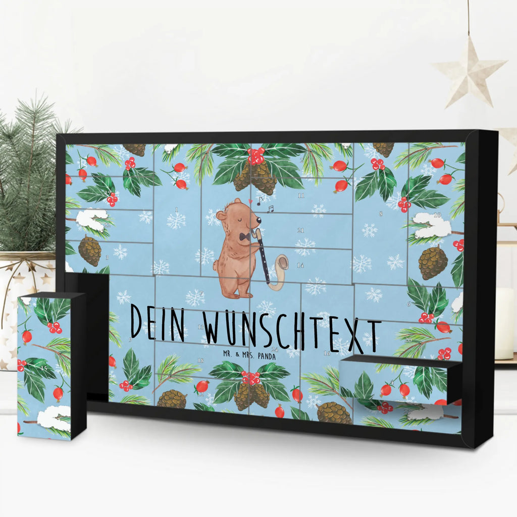  Niedźwiedź róg basetowy Befüllbarer Adventskalender, Adventskalender Zum Selbst Befüllen, Instrumente, Geschenke Musiker, Musikliebhaber, Holzblasinstrument, Klarinette, Bass, Bär, Orchester, Bassethorn