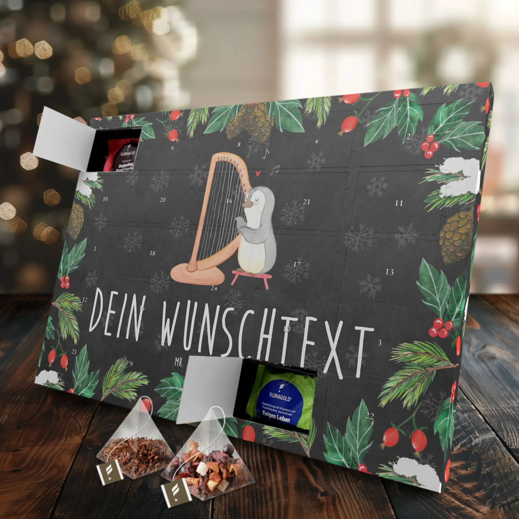  Penguin Harp Personalisierter Tee Adventskalender, Instrumente, Geschenke Musiker, Musikliebhaber, Harfe, Zupfinstrument, Hochzeit, Klassik, Pinguin, Konzertharfe, Saiteninstrument