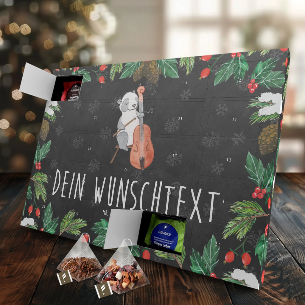 Personalisierter Tee Adventskalender Panda Kontrabass Personalisierter Tee Adventskalender, Instrumente, Geschenke Musiker, Musikliebhaber, Panda, Orchester, Ensemble, Bassinstrument, Kontrabass, Klassik, Streicher