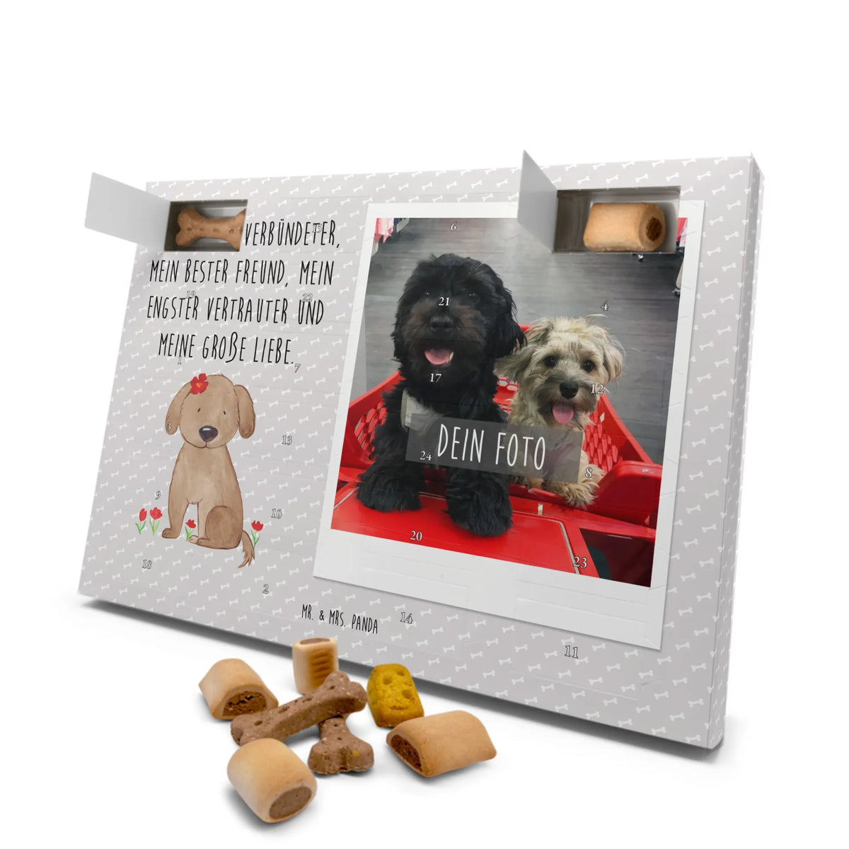  pies Dama Adventskalender mit Hundefoto, Hundeadventskalender mit Foto, Foto-Weihnachtskalender Hund, Fotokalender Hund, Adventskalender Hund mit Foto, Personalisierter Foto-Adventskalender, Sprüche, Hund, Hunderasse, Hundebesitzer, Hundemotiv, Haustier, Tierliebhaber, Hunde, Liebe, Hundeliebe, Frauchen, Hundeglück