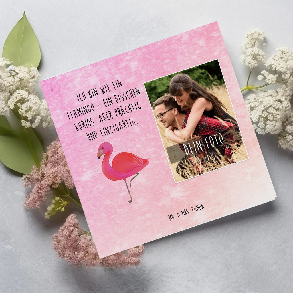 Personalisierte Foto Deluxe Karte Flamingo Classic Personalisierte Foto Grußkarte, Flamingo, Selbstliebe, Spruch, Freundinnen, Außenseiter, für mich, Tochter, Stolz, ich, Einzigartig, Geschwister, Freundin, Sohn