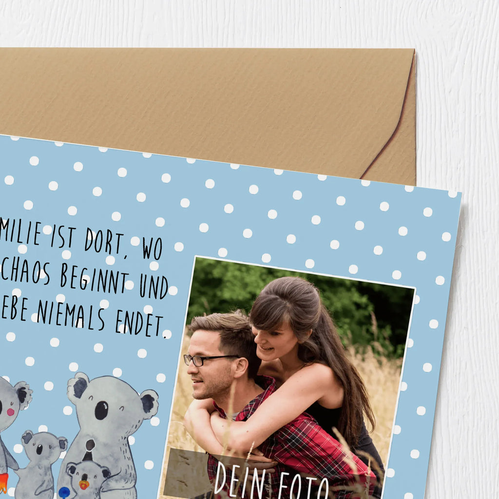 Personalized Photo Deluxe Card Koala Family Personalisierte Foto Grußkarte, Familie, Vatertag, Muttertag, Bruder, Schwester, Mama, Papa, Oma, Opa, Koala, Koalas, Kinder, Familienleben, Geschwister, Family