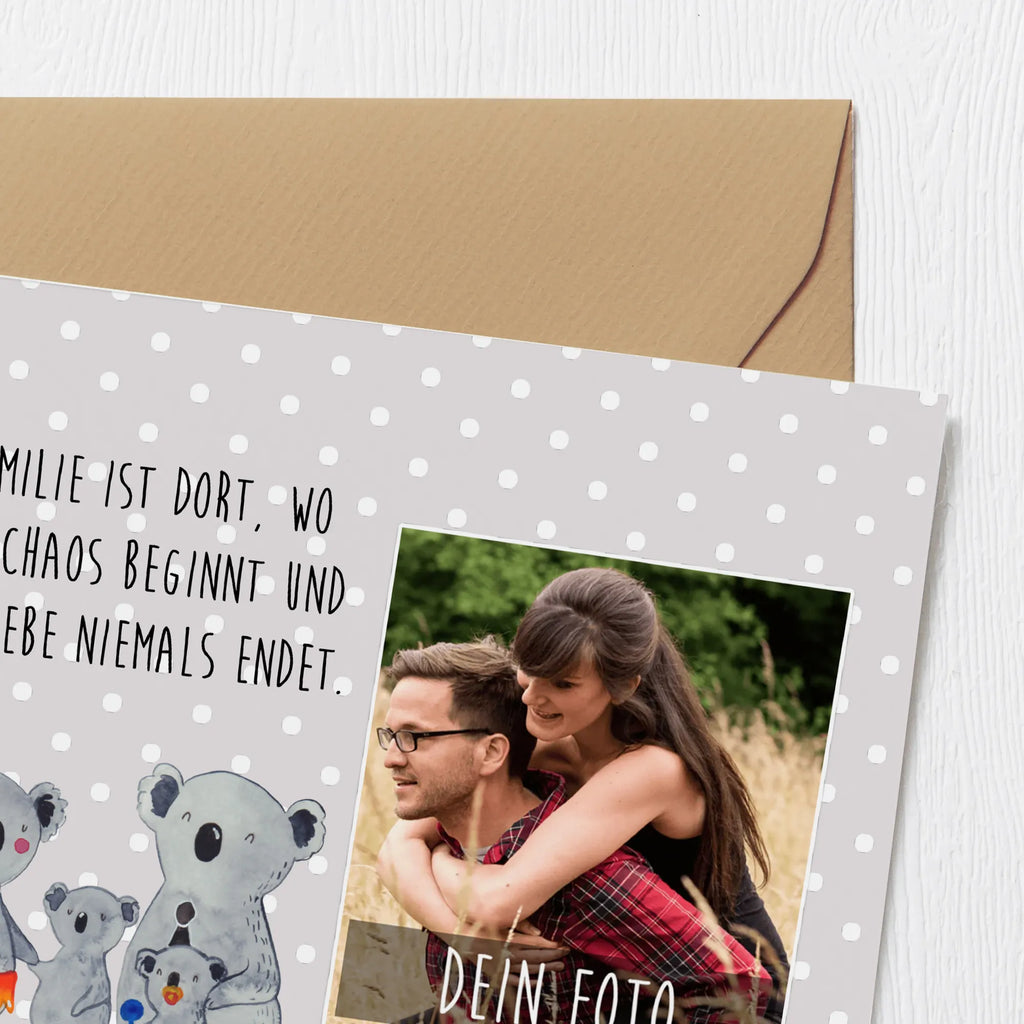 Personalized Photo Deluxe Card Koala Family Personalisierte Foto Grußkarte, Familie, Vatertag, Muttertag, Bruder, Schwester, Mama, Papa, Oma, Opa, Koala, Koalas, Kinder, Familienleben, Geschwister, Family