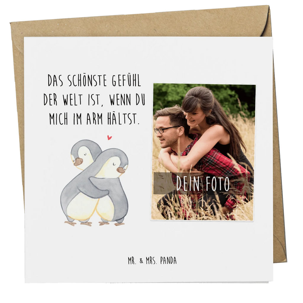 Personalized Photo Deluxe Card penguins Cuddle Personalisierte Foto Grußkarte, Liebe, Partner, Freund, Freundin, Ehemann, Ehefrau, Heiraten, Verlobung, Heiratsantrag, Liebesgeschenk, Jahrestag, Hocheitstag, Geschenk für Partner, Geschenk für Freundin, Hochzeitstag, für Männer, Geschenk für Frauen, Valentinstag, Liebesbeweis, Mitbringsel, für Ehemann