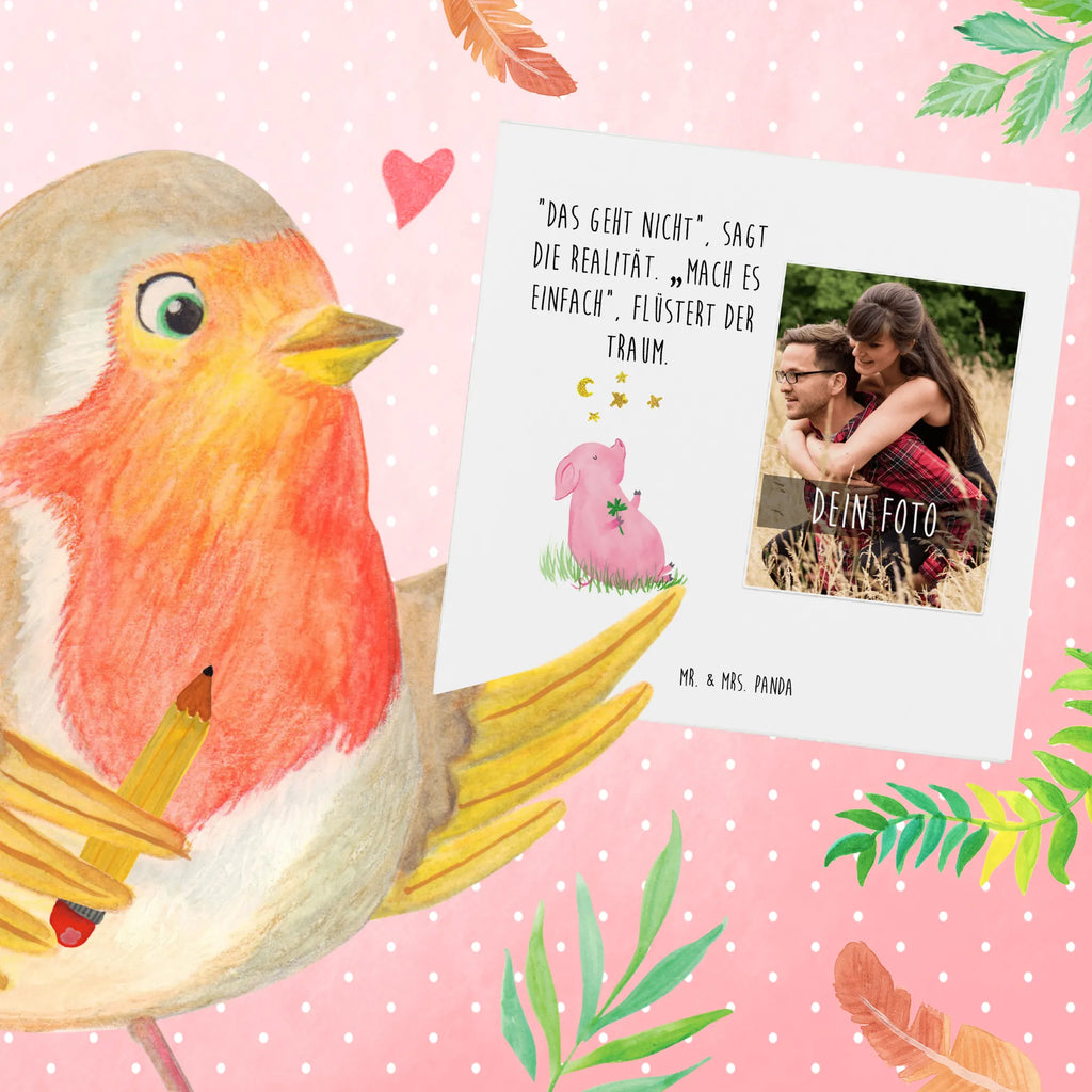 Personalized Photo Deluxe Card Pig Luck Personalisierte Foto Grußkarte, Tiermotive, Gute Laune, lustige Sprüche, Tiere, Glücksschwein. Glück, Schwein, Schweinchen, Sterne, Sernchen, Ziele, Träume, Motivation, Glücksbringer