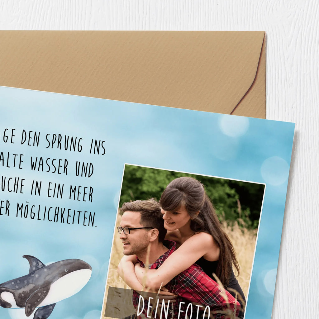 Personalisierte Foto Deluxe Karte Orca Personalisierte Foto Grußkarte, Meerestiere, Meer, Urlaub, Orca, Killerwal, Möglichkeiten, Selbstliebe, Wal, Motivation, Startup, Arbeit, Neustart, Orcas, Büro