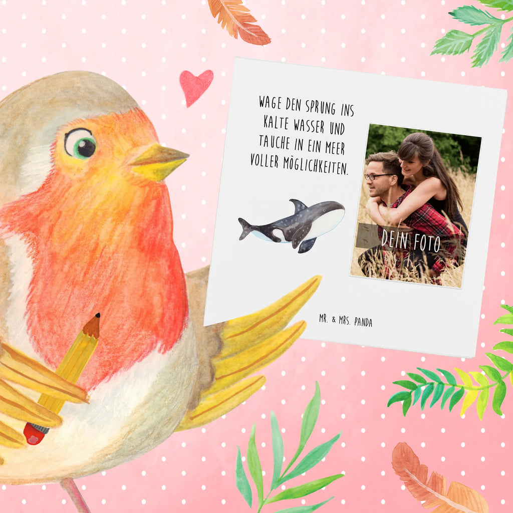 Personalisierte Foto Deluxe Karte Orca Personalisierte Foto Grußkarte, Meerestiere, Meer, Urlaub, Orca, Killerwal, Möglichkeiten, Selbstliebe, Wal, Motivation, Startup, Arbeit, Neustart, Orcas, Büro