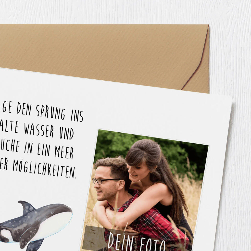 Personalisierte Foto Deluxe Karte Orca Personalisierte Foto Grußkarte, Meerestiere, Meer, Urlaub, Orca, Killerwal, Möglichkeiten, Selbstliebe, Wal, Motivation, Startup, Arbeit, Neustart, Orcas, Büro