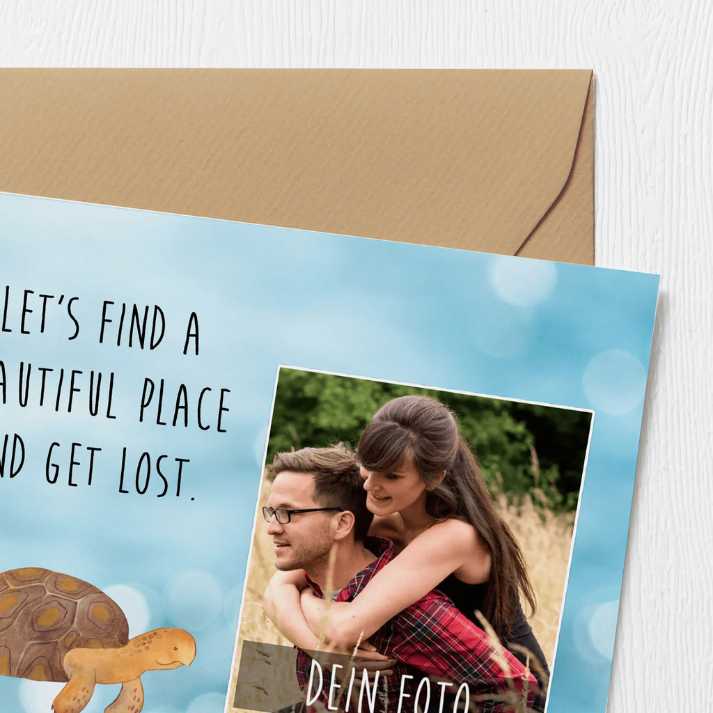Personalisierte Foto Deluxe Karte Schildkröte Marschieren Personalisierte Foto Grußkarte, Meerestiere, Meer, Urlaub, Lieblingsmensch, Neustart, Schildkröte, Reiselust, Schildkröten, get lost, Abenteuer, Inspiration, Motivation