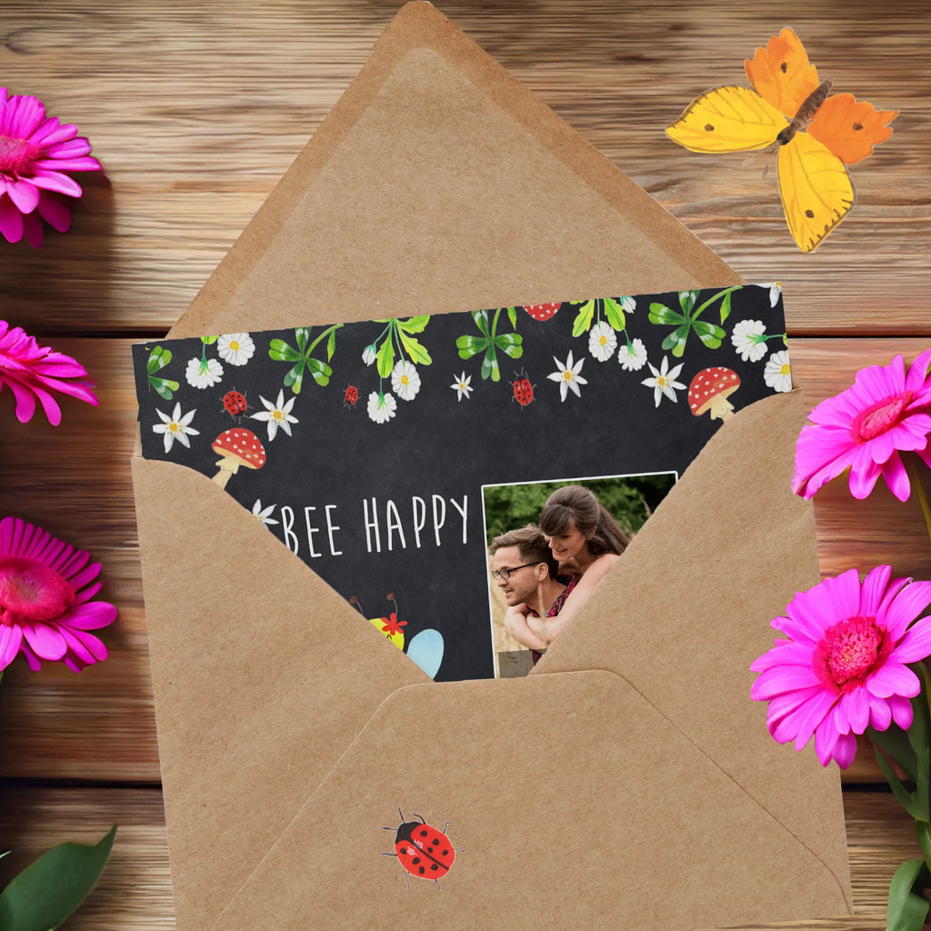 Personalized Photo Deluxe Card bee happy Personalisierte Foto Grußkarte, Biene, Wespe, Hummel
