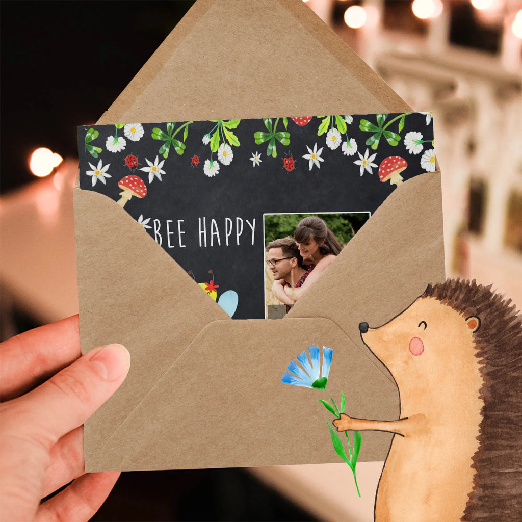 Personalized Photo Deluxe Card bee happy Personalisierte Foto Grußkarte, Biene, Wespe, Hummel