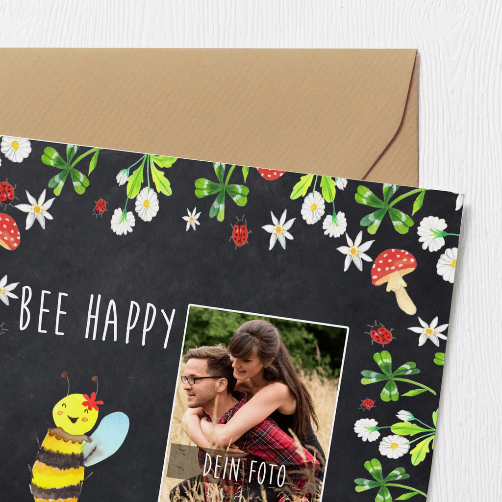 Personalized Photo Deluxe Card bee happy Personalisierte Foto Grußkarte, Biene, Wespe, Hummel