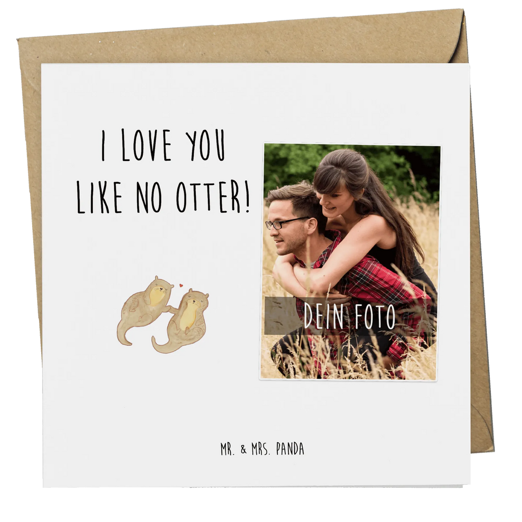 Personalized Photo Deluxe Card otter holding hands Personalisierte Foto Grußkarte, Otter, Fischotter, Seeotter, Otter Seeotter See Otter