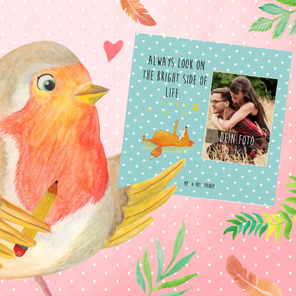 Personalisierte Foto Deluxe Karte Fuchs Sterne Personalisierte Foto Grußkarte, Fuchs, tröstende Worte, Romantik, Always Look on the Bright Side of Life, Spruch positiv, Spruch schön, Füchse