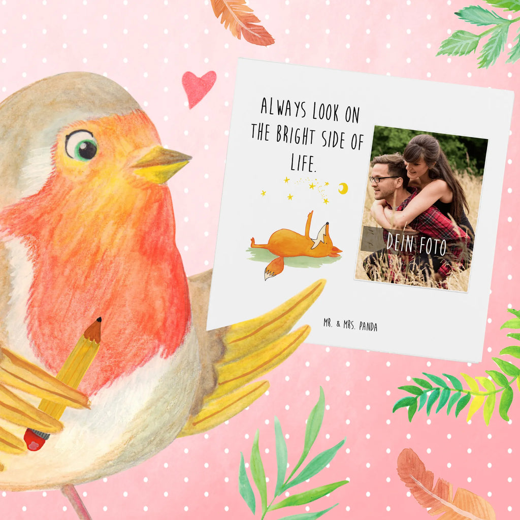 Personalisierte Foto Deluxe Karte Fuchs Sterne Personalisierte Foto Grußkarte, Fuchs, tröstende Worte, Romantik, Always Look on the Bright Side of Life, Spruch positiv, Spruch schön, Füchse