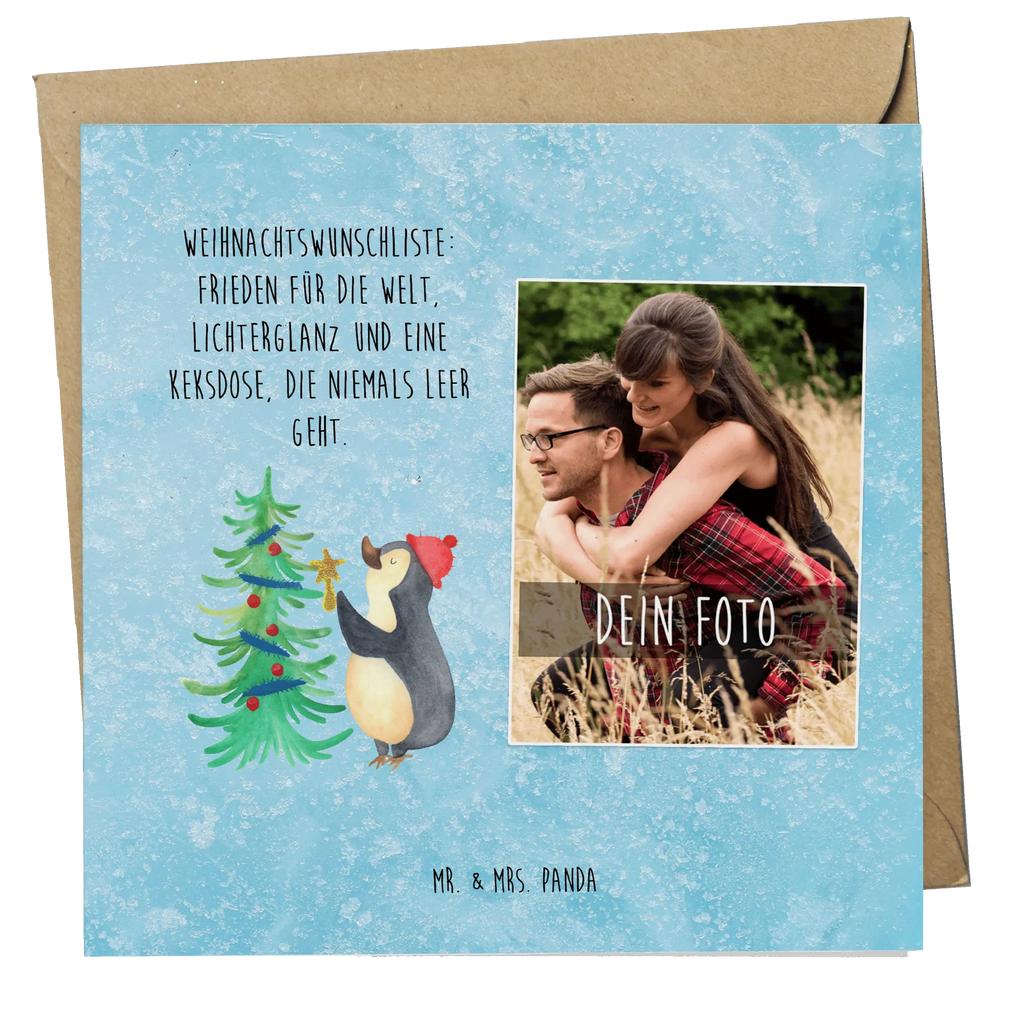 Personalized Photo Deluxe Card penguin Christmas tree Personalisierte Foto Grußkarte, Winter, Weihnachten, Weihnachtsdeko, Nikolaus, Advent, Heiligabend, Wintermotiv, Pinguin