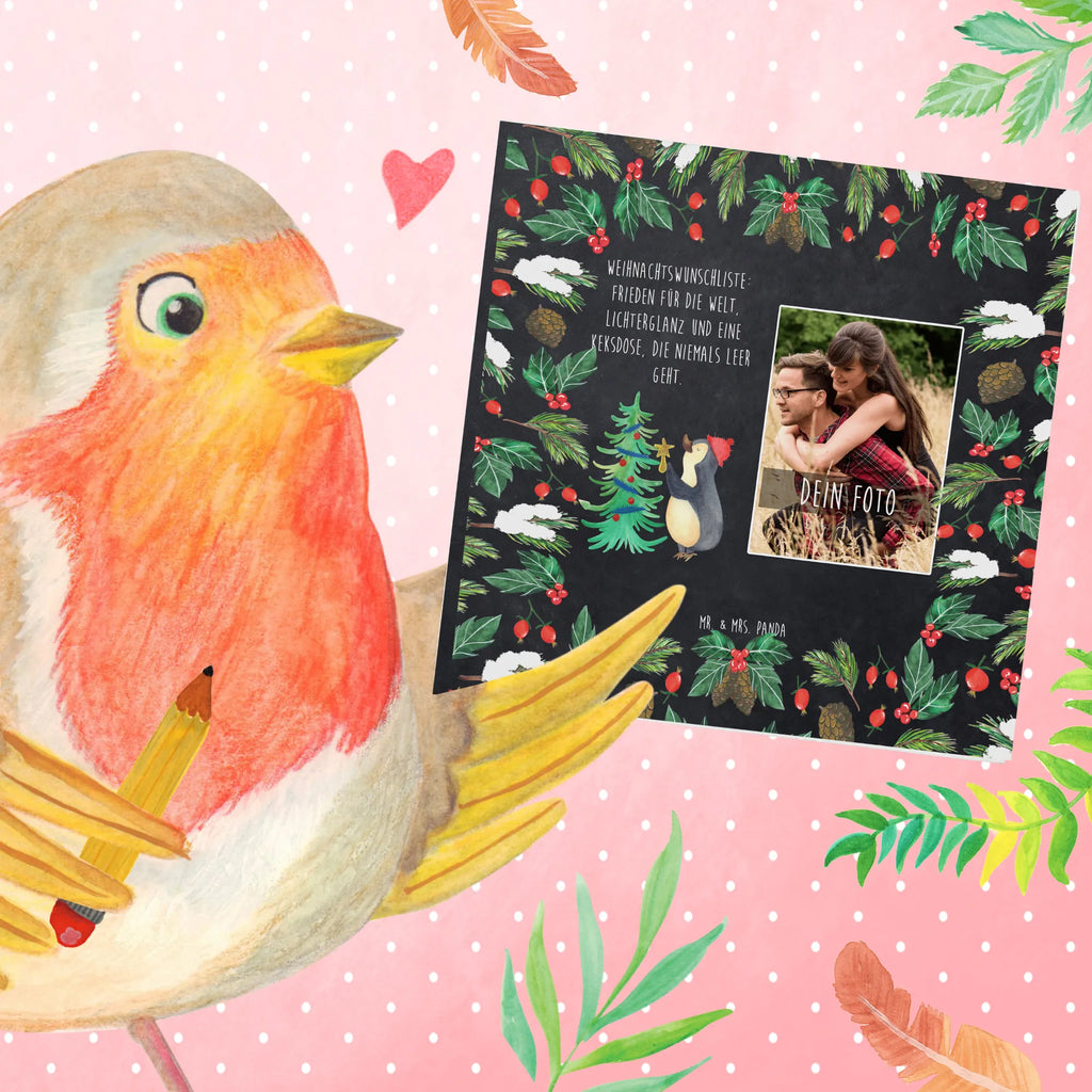 Personalized Photo Deluxe Card penguin Christmas tree Personalisierte Foto Grußkarte, Winter, Weihnachten, Weihnachtsdeko, Nikolaus, Advent, Heiligabend, Wintermotiv, Pinguin