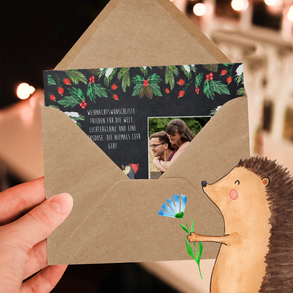 Personalized Photo Deluxe Card penguin Christmas tree Personalisierte Foto Grußkarte, Winter, Weihnachten, Weihnachtsdeko, Nikolaus, Advent, Heiligabend, Wintermotiv, Pinguin