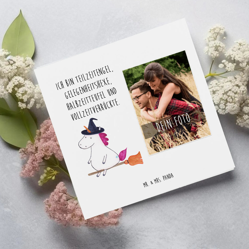 Personalisierte Foto Deluxe Karte Einhorn Hexe Personalisierte Foto Grußkarte, Einhorn, Einhörner, Einhorn Deko, Unicorn, Engel, Zicke, Hexe, Ehefrau, Freundin, Leben, Verrückte, Frau, Teufel