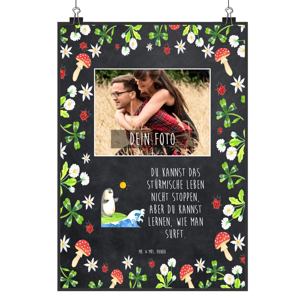 Personalisiertes Foto Poster Pinguin Surfer Personalisiertes Foto Poster, Pinguin, Pinguine, Wellen, Surfer, surfen, Hawaii, Portugal, Urlaub, Wellen reiten