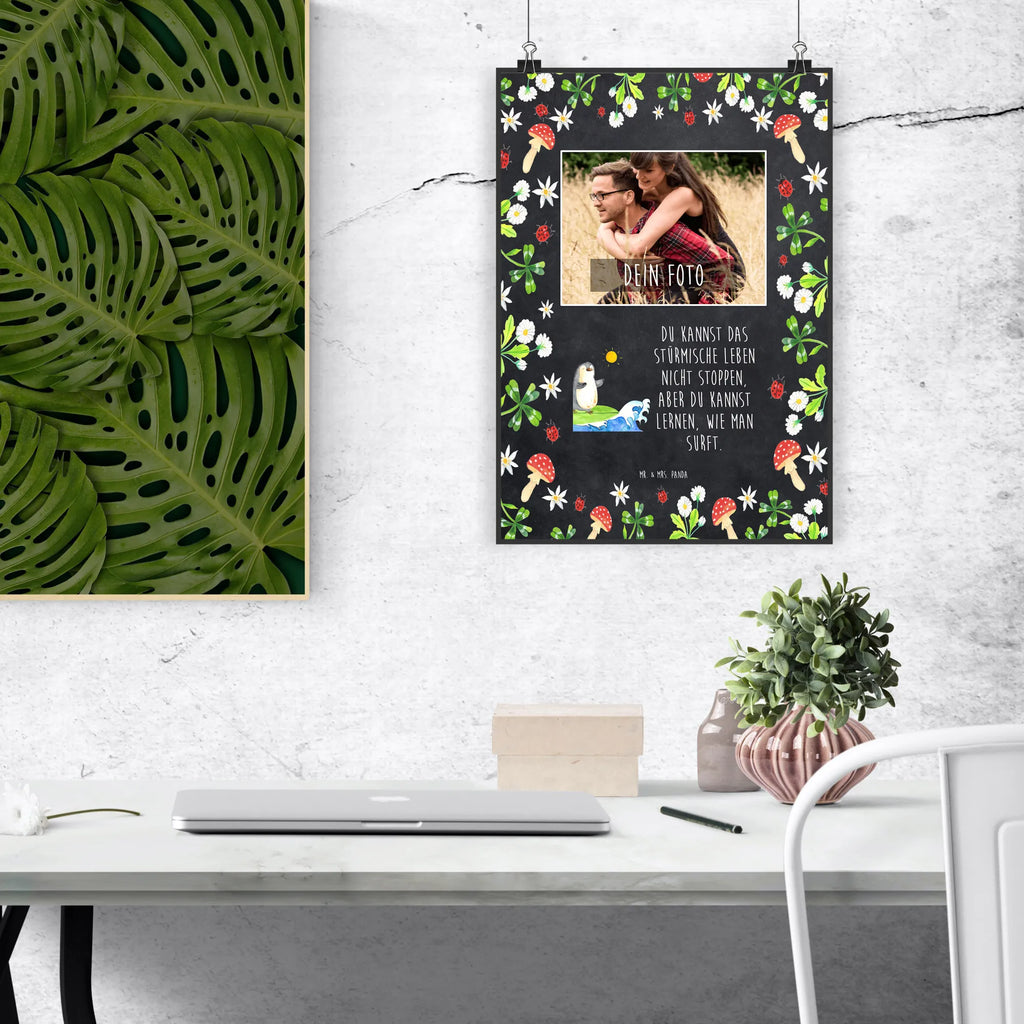 Personalisiertes Foto Poster Pinguin Surfer Personalisiertes Foto Poster, Pinguin, Pinguine, Wellen, Surfer, surfen, Hawaii, Portugal, Urlaub, Wellen reiten