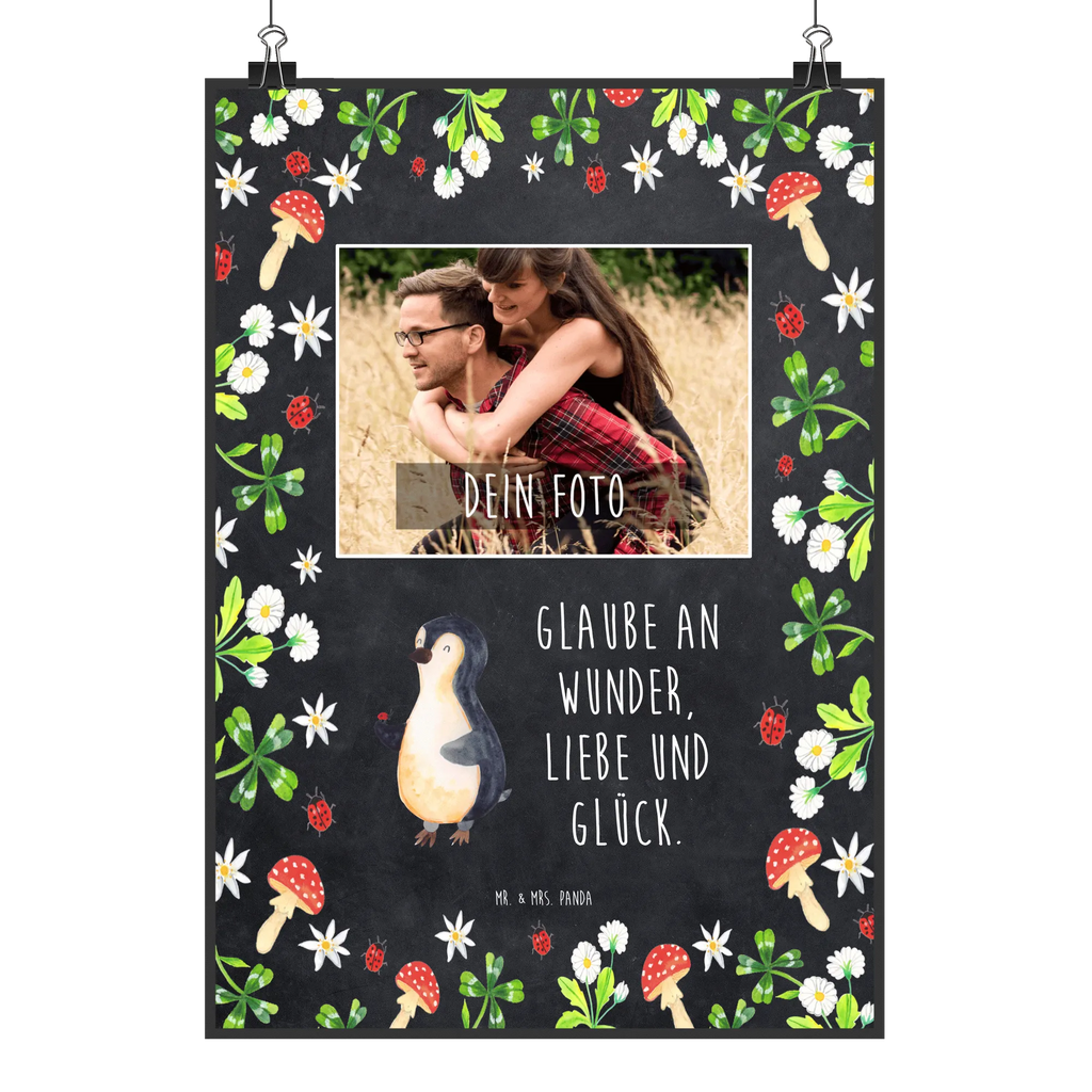 Personalisiertes Foto Poster Pinguin Marienkäfer Personalisiertes Foto Poster, Pinguin, Glück, Wunder, Freude, Liebe, Pinguine, Lebensfreude, Marienkäfer
