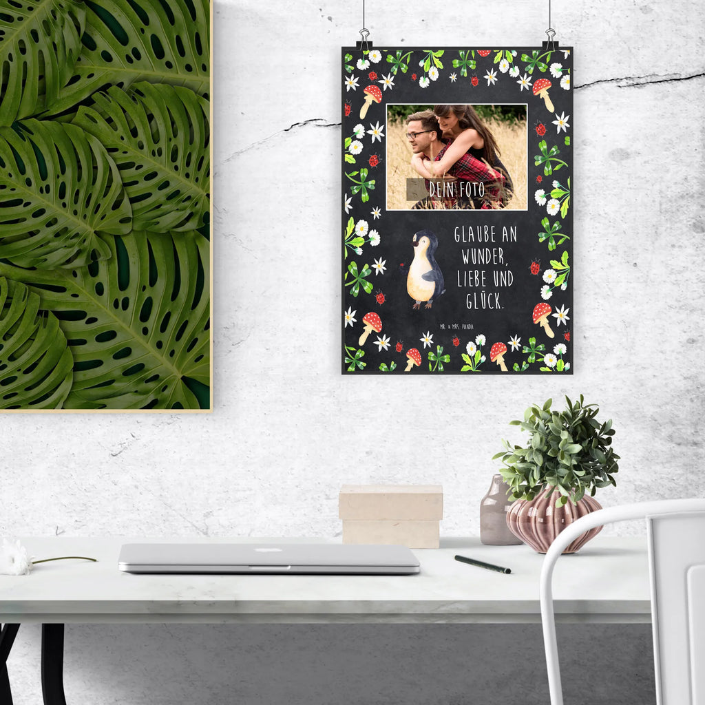 Personalisiertes Foto Poster Pinguin Marienkäfer Personalisiertes Foto Poster, Pinguin, Glück, Wunder, Freude, Liebe, Pinguine, Lebensfreude, Marienkäfer