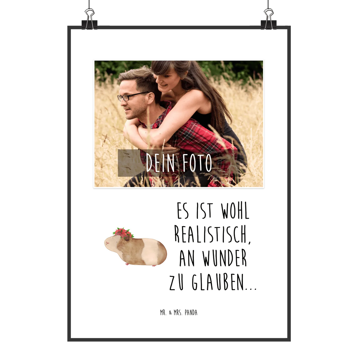 Personalized Photo Poster Guinea pig wisdom small animals, gifts, gift ideas, card, animal lover, special gifts, good mood, funny sayings, hand drawn, cute animal motives, cute, guinea pig, reality, wonderland, flower child, saying, wonder, wisdom