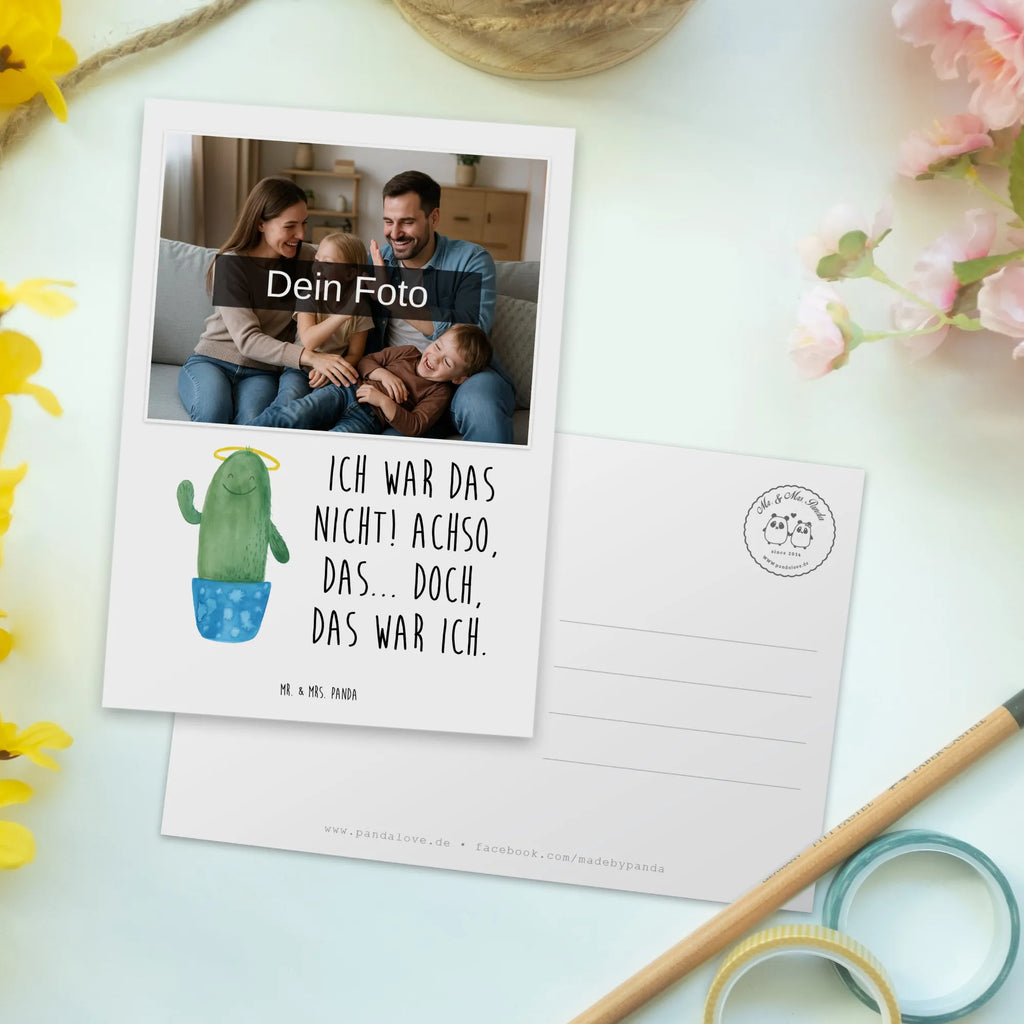Personalisierte Foto Postkarte Kaktus Heilig Personalisierte Foto Postkarte, Kaktus, Kakteen, frech, lustig, Kind, Eltern, Familie, Bruder, Schwester, Schwestern, Freundin, Heiligenschein