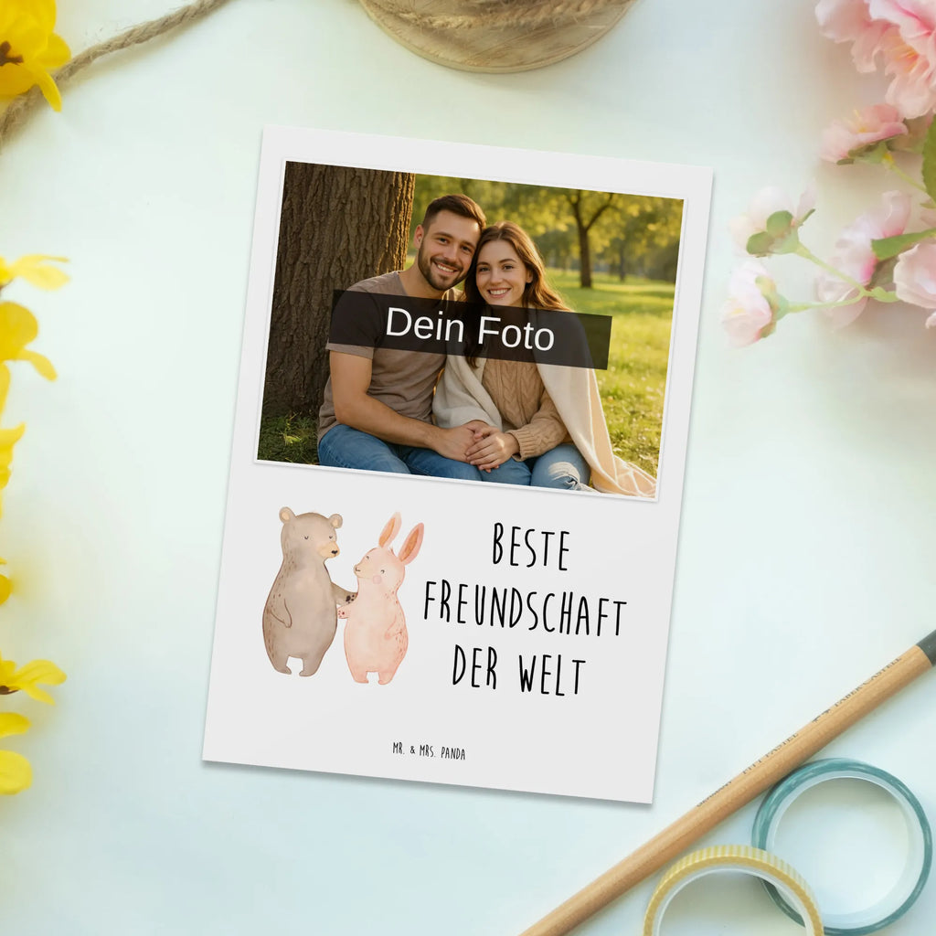 Personalisierte Foto Postkarte Hase Beste Freundschaft der Welt Personalisierte Foto Postkarte, für, Dankeschön, Geschenk, Schenken, Geburtstag, Geburtstagsgeschenk, Geschenkidee, Danke, Bedanken, Mitbringsel, Freude machen, Geschenktipp, Freundschaft, Freunde, Freunde fürs Leben, best friends, Freundin, Freund, Clique, Kumpel, bae, bff