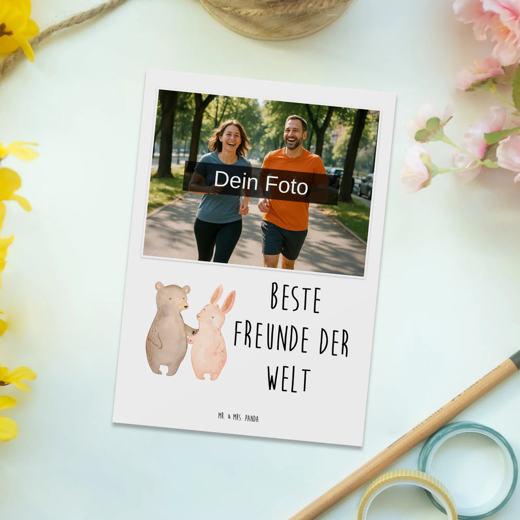 Personalisierte Foto Postkarte Hase Beste Freunde der Welt Personalisierte Foto Postkarte, für, Dankeschön, Geschenk, Schenken, Geburtstag, Geburtstagsgeschenk, Geschenkidee, Danke, Bedanken, Mitbringsel, Freude machen, Geschenktipp, Freunde, best friends, Freundschaft, Freundin, Freund, Clique, Kumpel, bae, bff