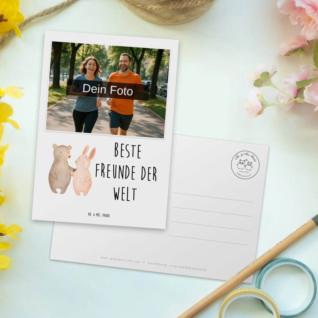 Personalisierte Foto Postkarte Hase Beste Freunde der Welt Personalisierte Foto Postkarte, für, Dankeschön, Geschenk, Schenken, Geburtstag, Geburtstagsgeschenk, Geschenkidee, Danke, Bedanken, Mitbringsel, Freude machen, Geschenktipp, Freunde, best friends, Freundschaft, Freundin, Freund, Clique, Kumpel, bae, bff