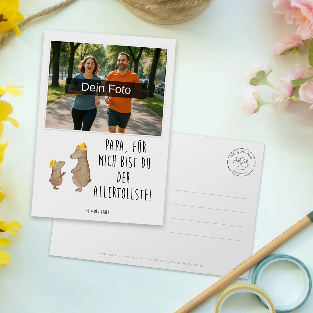 Personalized Photo Postcard Bears with hats Personalisierte Foto Postkarte, Familie, Vatertag, Muttertag, Bruder, Schwester, Mama, Papa, Oma, Opa, Papi, Vater-Sohn, Lieblingsmensch, Vorbild, Söhne, Daddy, Paps, Family, Vater, Kinder, Kind, Bär, Bären, Sohn, Dad