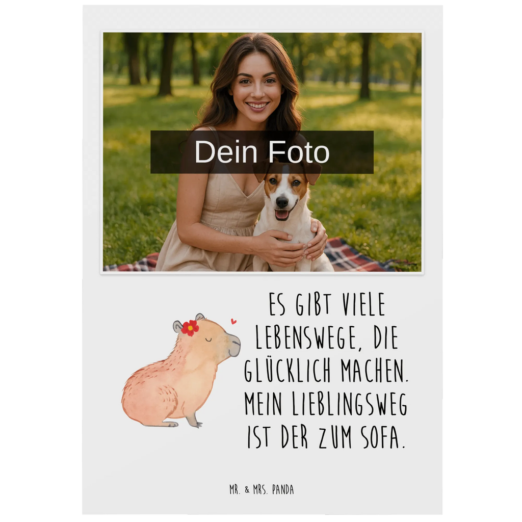 Personalisierte Foto Postkarte Capybara Blume Personalisierte Foto Postkarte, Tiermotive, Gute Laune, lustige Sprüche, Tiere, Capybara