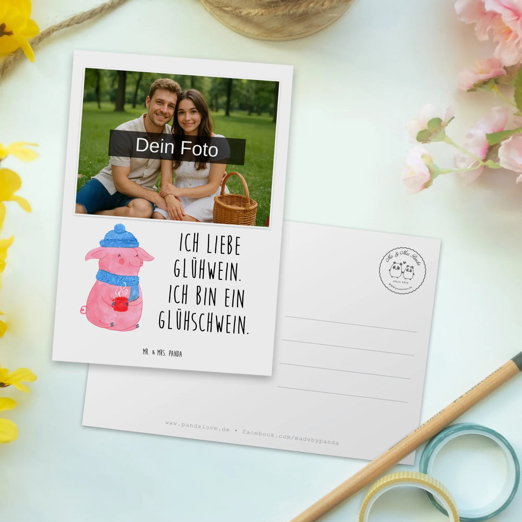 Personalisierte Foto Postkarte Schwein Glühwein Personalisierte Foto Postkarte, Winter, Weihnachten, Weihnachtsdeko, Nikolaus, Advent, Heiligabend, Wintermotiv, Glühschwein, Punsch, Glühwein, Weihnachtsmarkt