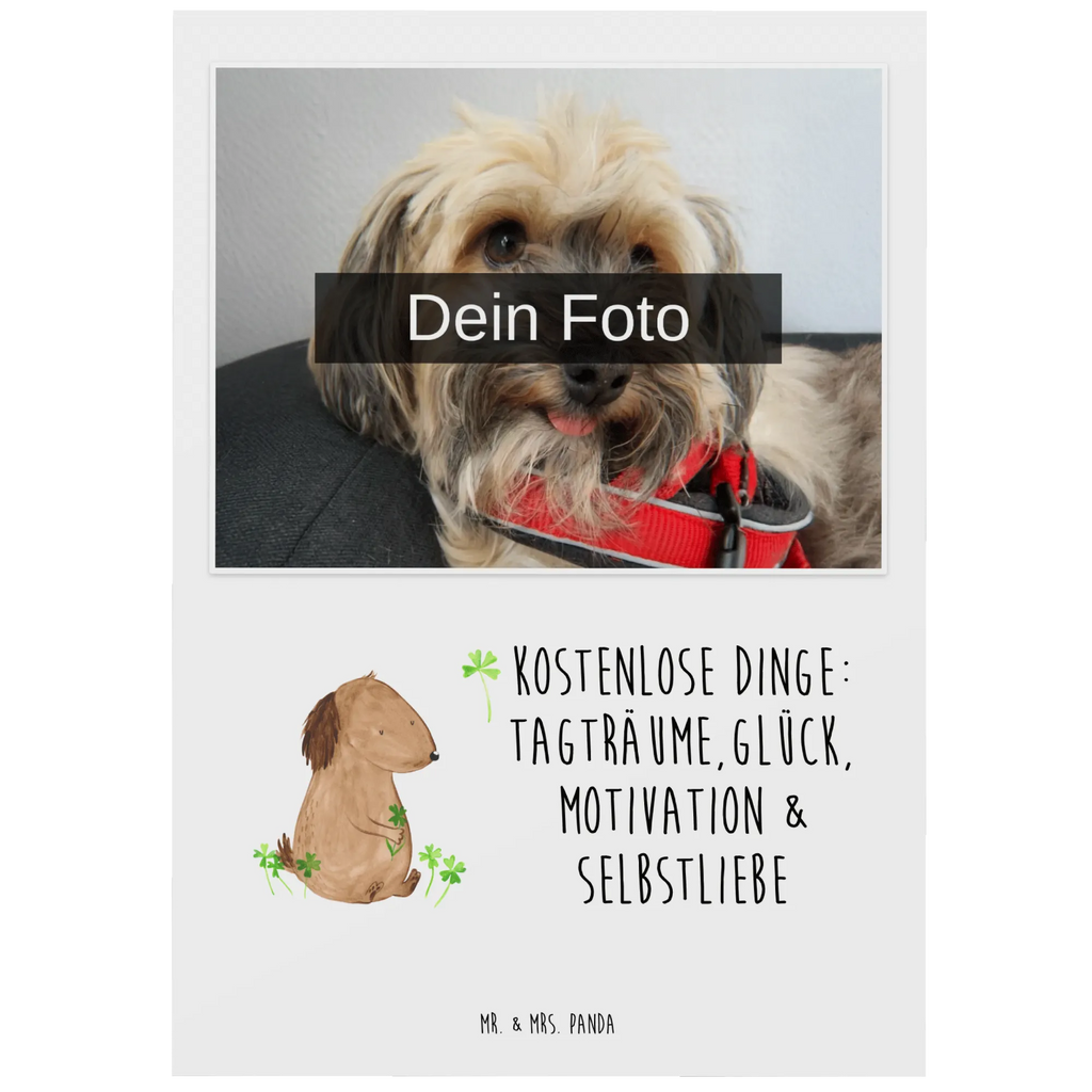 Personalisierte Foto Postkarte Hund Kleeblatt Personalisierte Foto Postkarte, Hund, Hundemotiv, Haustier, Hunderasse, Tierliebhaber, Hundebesitzer, Sprüche, Geschenk, Glück, Kleeblatt, Achtsamkeit, Tagträume, Neuanfang, Glücksbringer, Selbstliebe, Motivation