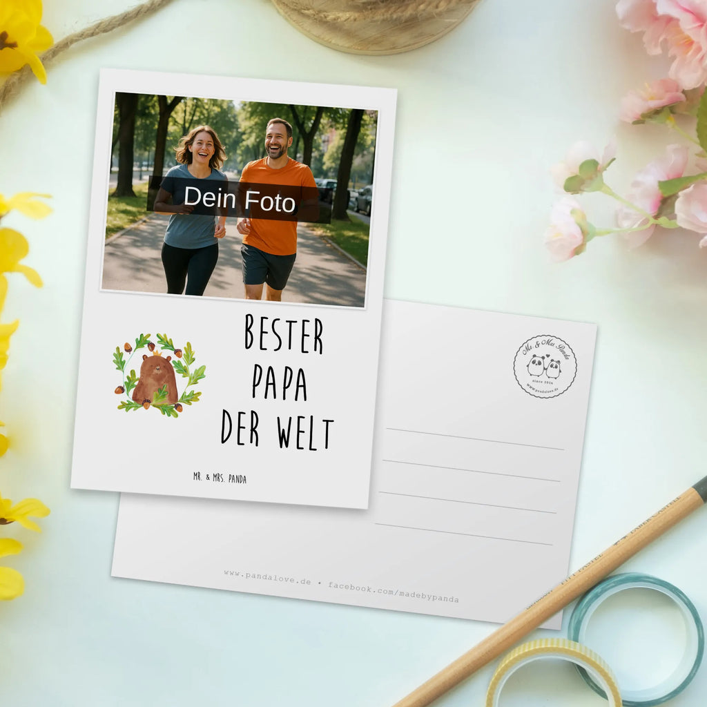 Personalized Photo Postcard bear king Personalisierte Foto Postkarte, Bär, Teddy, Teddybär, Papi, Papa Bär, Daddy, Dad, Vater, Vatertag, Papa, bester Papa, bester Vater, weltbester Papa