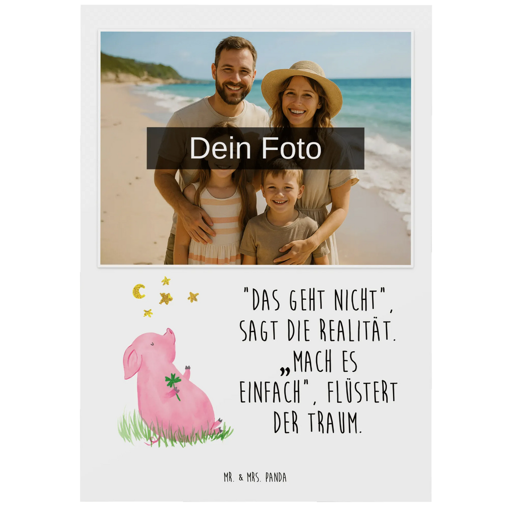 Personalized Photo Postcard Pig Luck Personalisierte Foto Postkarte, Tiermotive, Gute Laune, lustige Sprüche, Tiere, Glücksschwein. Glück, Schwein, Schweinchen, Sterne, Sernchen, Ziele, Träume, Motivation, Glücksbringer