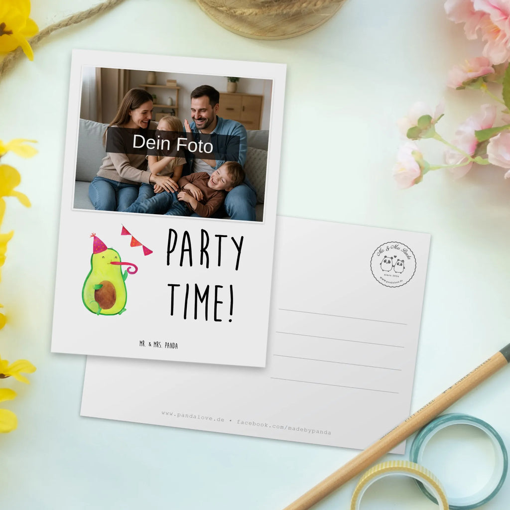 Personalized Photo Postcard avocado party time Personalisierte Foto Postkarte, Avocado, Veggie, Vegan, Gesund